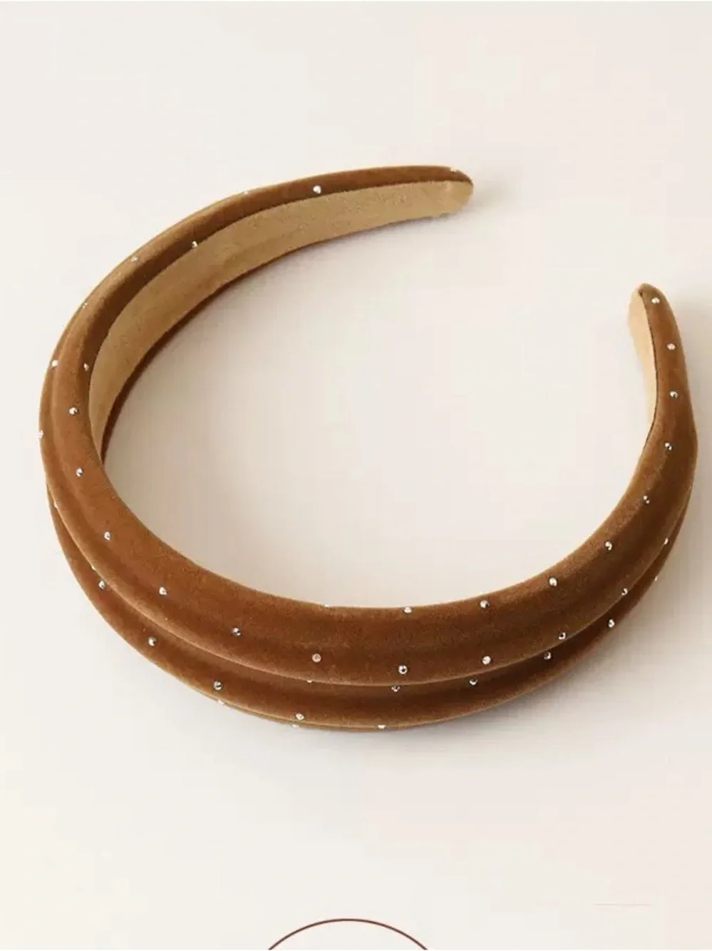 Suede Headband with Rhinestones and High Crown